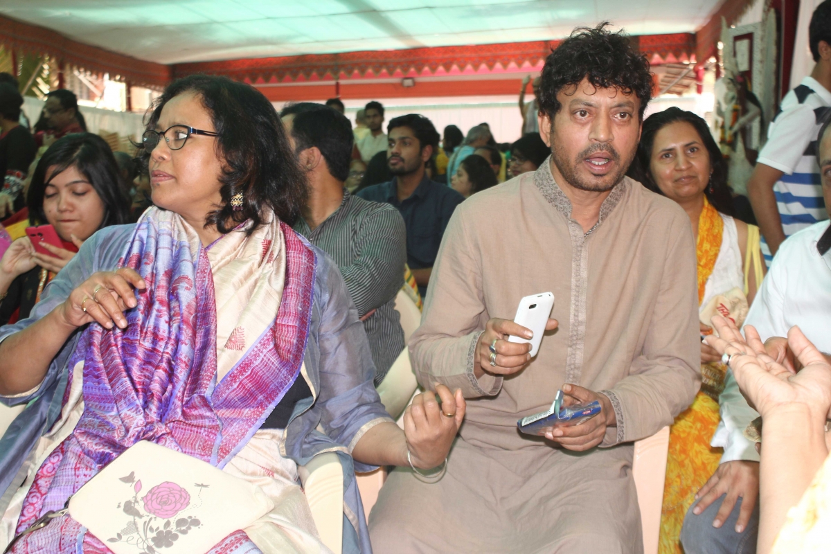 Irrfan Khan at Anurag Basu's residence on the occasion of Saraswati Puja Saraswati puja celebration
