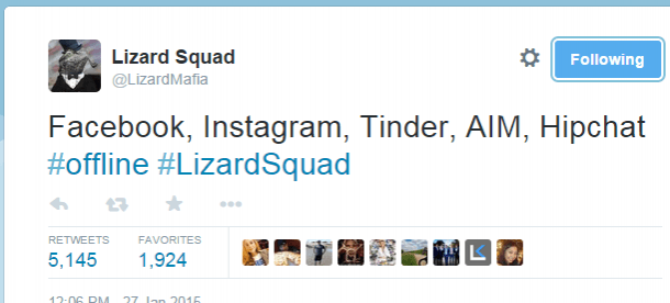 The Facebook hack claim tweet by Lizard Squad The Facebook hack claim tweet by Lizard Squad