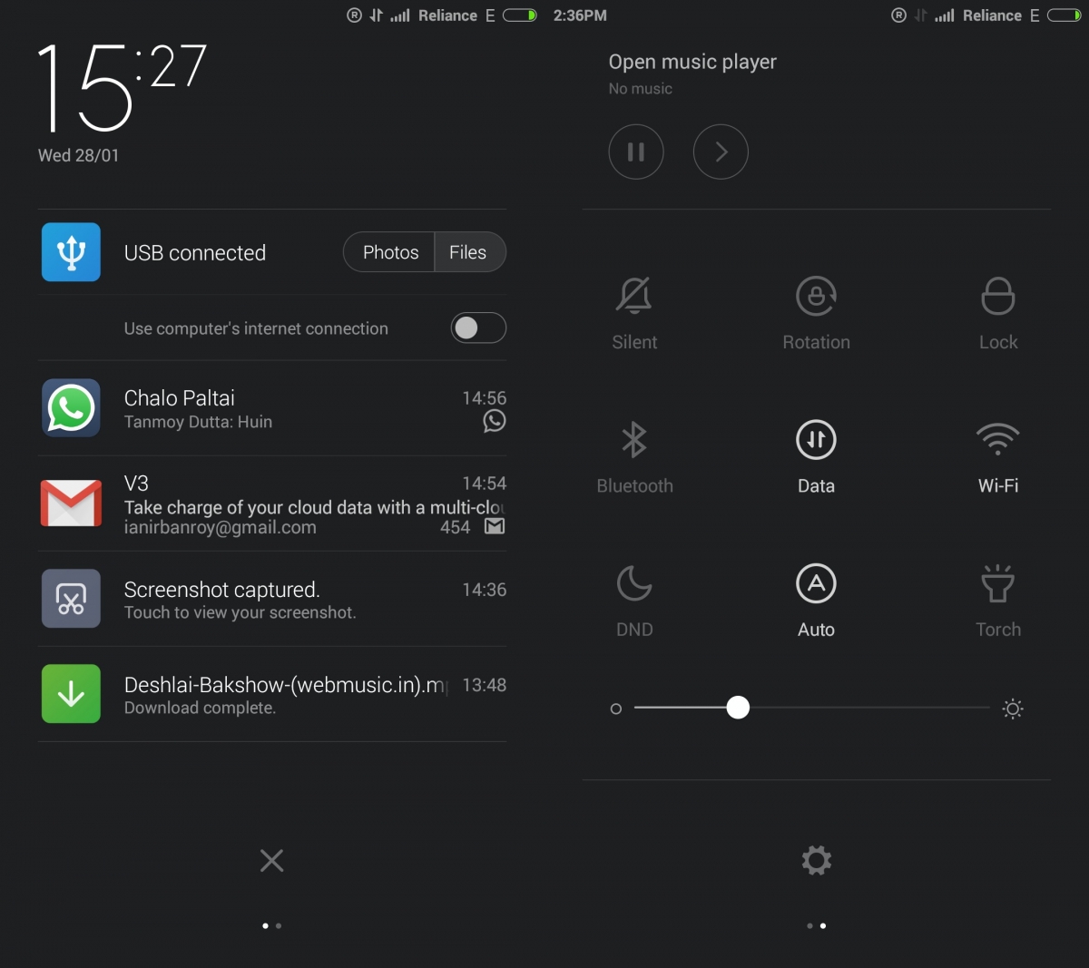 Xioami Mi4- Drop Down Menu
