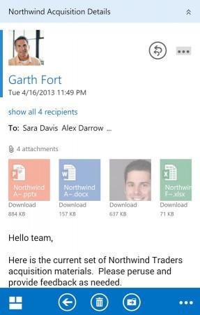 Interface of Microsoft Outlook OWA Android App Interface of Microsoft Outlook OWA Android App