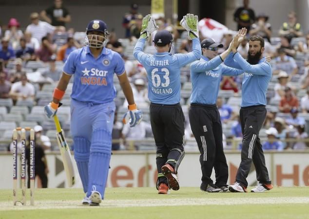 India batsman Suresh Raian walks off the field after he is dismissed by England spinner Moeen Ali Suresh Raina India Moeen Ali England