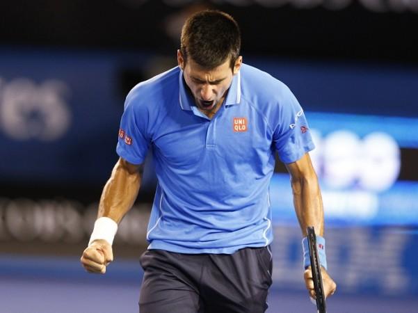 Novak Djokovic celebrates his win over Stanislas Wawrinka Novak Djokovic Australian Open 2015