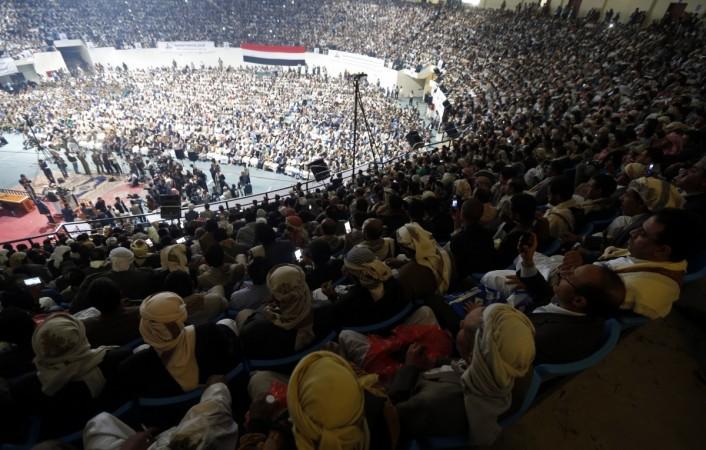 Followers of the Houthi movement attend a gathering in Sanaa February 1, 2015. Houthi rebels in Syria