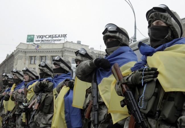 Members of a special unit of the Ukrainian armed forces line up before departing to take part in a military operation, during a farewell ceremony in Kharkiv, January 30, 2015 Members of a special unit of the Ukrainian armed forces line up before departing to take part in a military operation, during a farewell ceremony in Kharkiv, January 30, 2015
