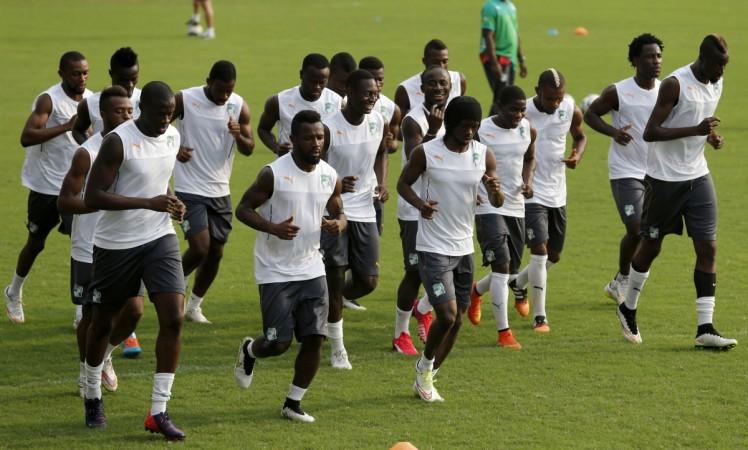 Ivory Coast's soccer players attend a training session at Bikuy stadium on the outskirts of Bata, February 3, 2015, ahead of their African Nations Cup semi-final match against Democratic Republic of Congo on Wednesday Ivory Coast