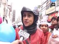 womens-wing-of-aap-organises-bike-rally-as-a-show-of-strength-in-krishna-nagar