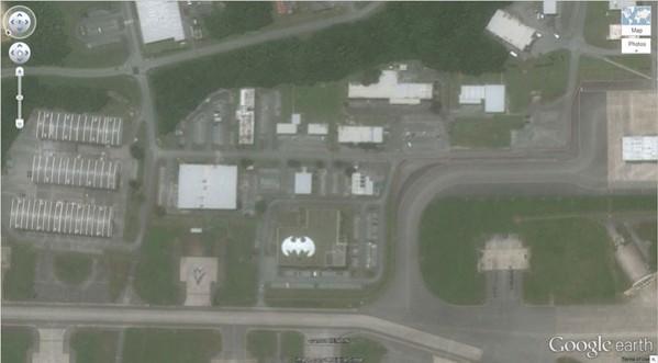 The massive Batman logo on top of a building google maps secret 9