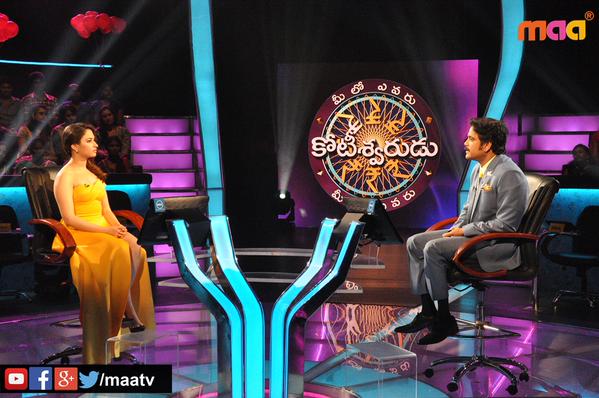 Tamannaah with Nagarjuna on Meelo Evaru Koteeswarudu 2