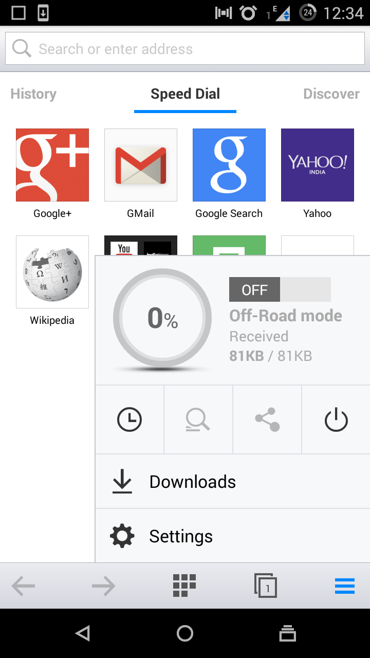 Yu Yureka Stock Opera Browser
