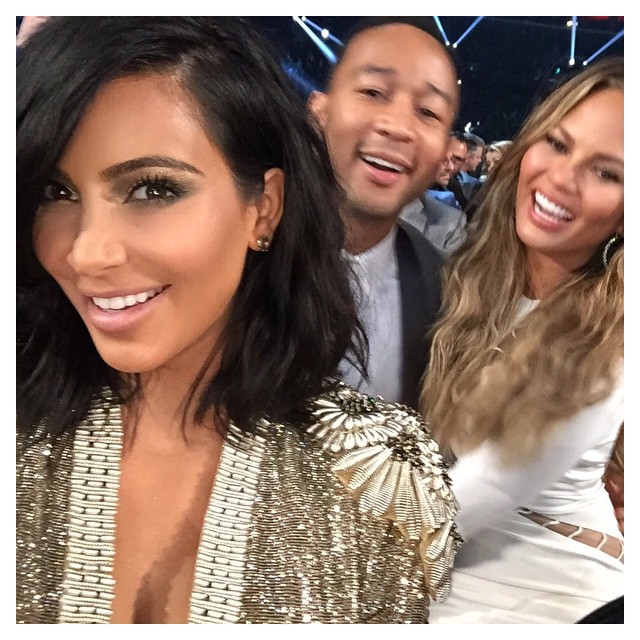 Kim Kardashian with John Legend and Chrissy Teigen. Kim Kardashian