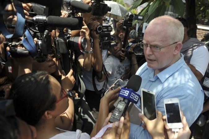 Australian lawyer Julian McMahon speaks to journalists after visiting the two Australian death row prisoners Andrew Chan and Myuran Sukumaran in Kerobokan Prison, Denpasar, on the Indonesian island of Bali February 13, 2015 Australian lawyer Julian McMahon