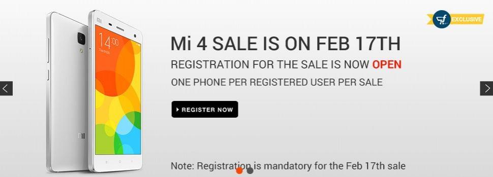 Xiaomi Mi4 Flipkart Flash Sale to Go Live on 17 February Xiaomi Mi4 Flipkart Flash Sale to Go Live on 17 February