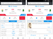 Screenshot of UC Cricket app