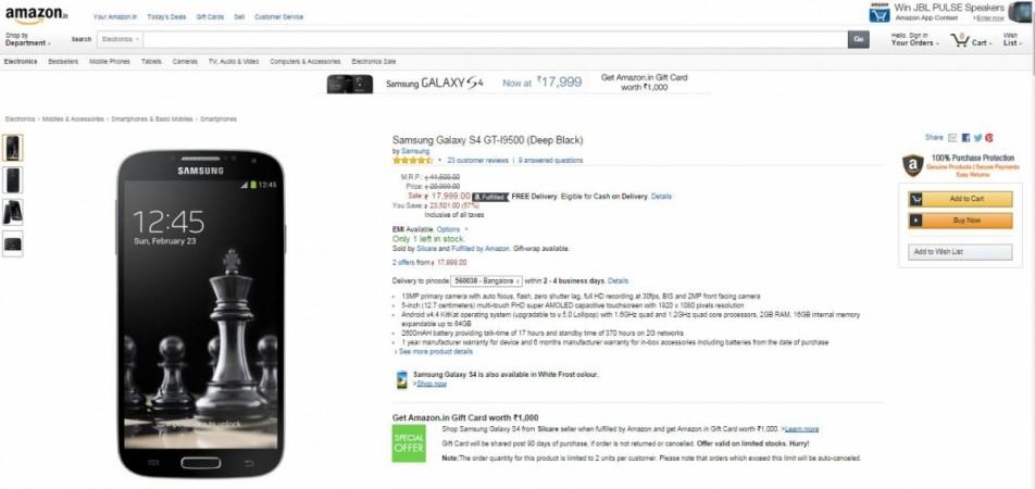 Smartphone Deal Alert: Samsung Galaxy S4 Now Selling Under ₹18,000 in India Smartphone Deal Alert: Samsung Galaxy S4 Now Selling Under ₹18,000 in India