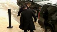 no-first-day-slip-ups-for-new-defense-secretary-but-wife-takes-a-tumble