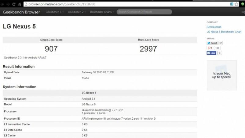 LG Nexus 5 Lollipop 5.1 Update Alert: Google Flagship Smartphone Spotted Running on Latest Android Software LG Nexus 5 Lollipop 5.1 Update Alert: Google Flagship Smartphone Spotted Running on Latest Android Software