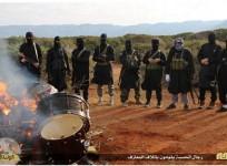 Isis fighters in Libya have released pictures where they have burnt musical instruments .