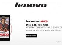 Lenovo A6000 Flipkart Flash Sale 5.0 to Kick-off on 25 February; 25,000 Units up for Grabs
