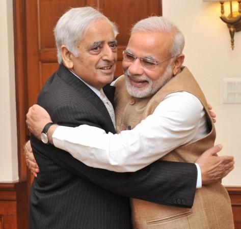 Peoples Democratic Party (PDP) patron Mufti Mohammad Sayeed calls on Prime Minister Narendra Modi in New Delhi, on Feb 27, 2015. Mufti Mohammad