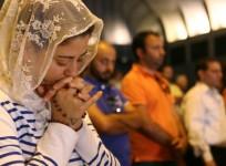 Lebanese and Syrian Christian Maronites pray for peace in Syria, in Harisa, Jounieh