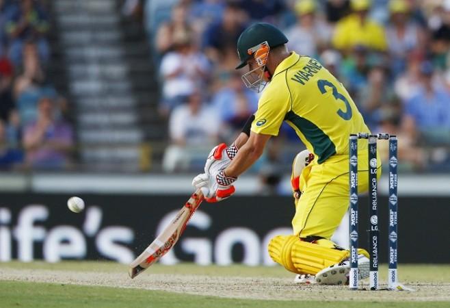 Australia opener David Warner whacks one through the offside during his brilliant CWC hundred against Afghanistan David Warner Australia World Cup