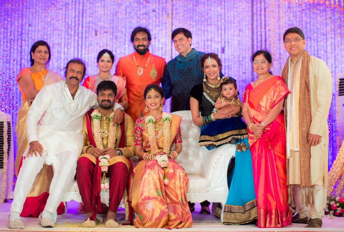Family Members of Manchu Manoj and Pranathi Reddy at their engagement ceremony. Manchu Manoj engagement ceremony
