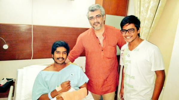 Actor Vishnu with Ajith. Vishnu