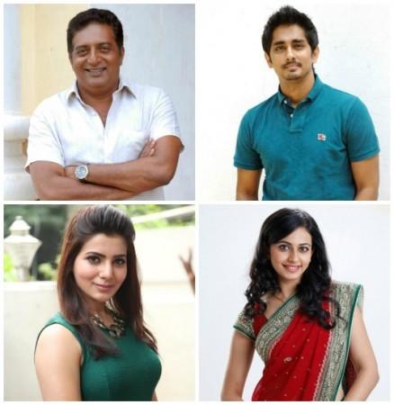Siddhartha, Samantha, Rakul Preet and Prakash Raj Siddhartha, Samantha, Rakul Preet and Prakash Raj