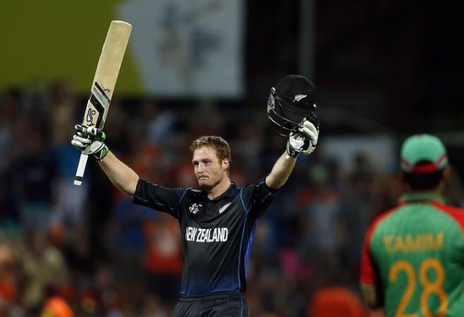 New Zealand opener Martin Guptill celebrates his century in the ICC Cricket World Cup 2015 match against Bangladesh Martin Guptill New Zealand ICC Cricket World Cup 2015