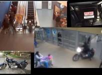 The video showing a motorcyclist on a Harley Davidson being chase by Canadian police through a shopping mall has gone viral.