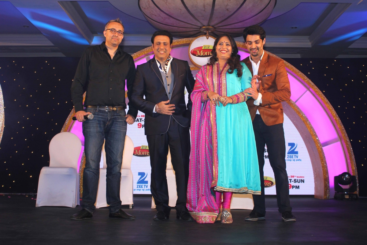 Govinda, Geeta Kapur, Karan Wahi during the launch of Zee TV new reality show 'Dance India Dance Super Mom'