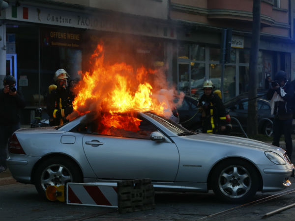 luxury car set on fire