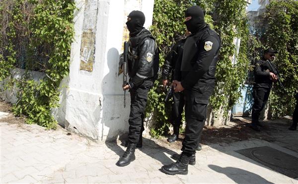 Tunisian security forces near the country's parliament.
