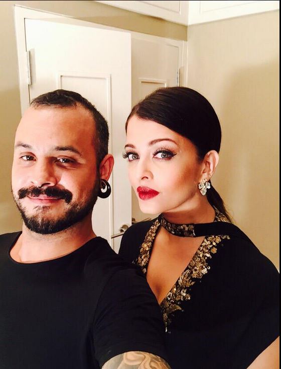 Aishwarya Rai Bachchan with her Makeup artist Daniel Bauer Aishwarya Rai Bachchan