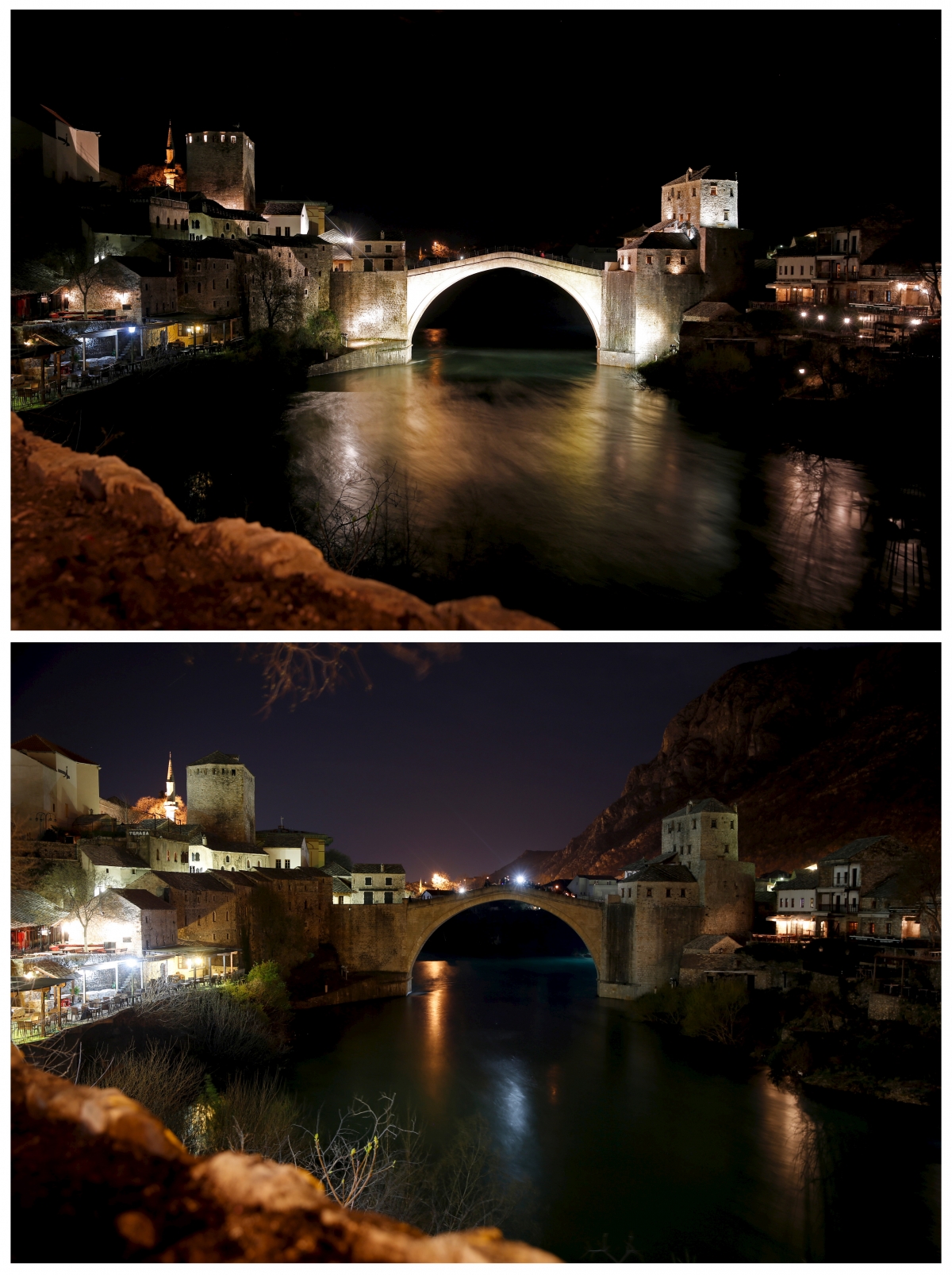 Old Bridge in Mostar Earth Hour 2015