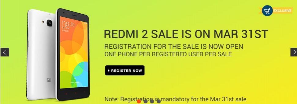 Xiaomi Redmi 2 Flipkart Flash Sale to Start on 31 March Xiaomi Redmi 2 Flipkart Flash Sale to Start on 31 March