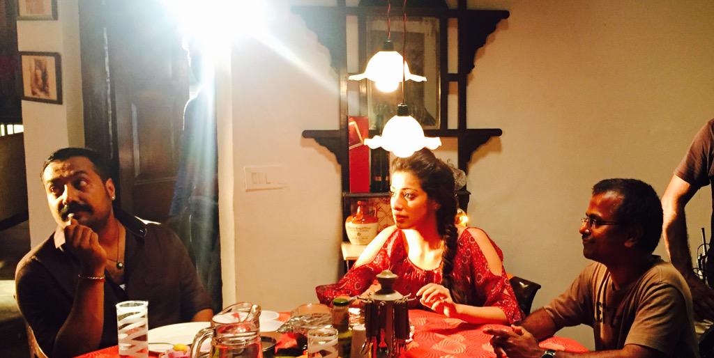 Rai Laxmi with Anurag Kashyap and AR Murugadoss on the set of Akira