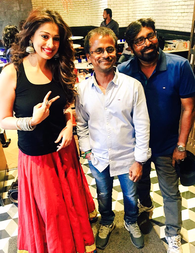 Rai Laxmi with AR Murugadoss on the set of Akira
