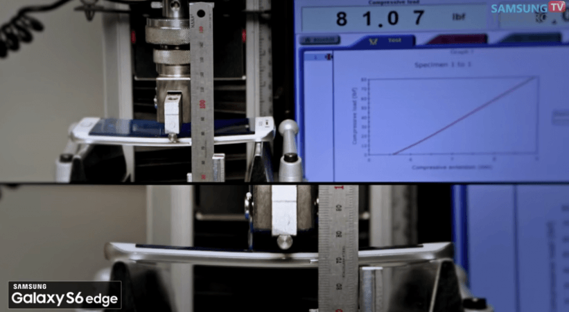 Samsung Galaxy S6 Edge Under Pressure Test Samsung Shows Off Galaxy S6 Strength In A Video To Slam SquareTrade's Bend Test