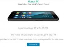 Huawei Honor 4X Flipkart Flash Sale 3.0 to Go Live on 13 April