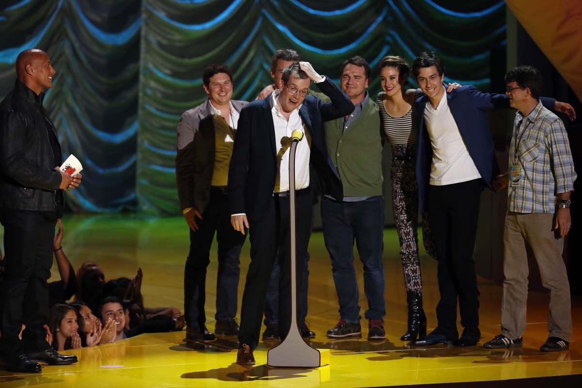The cast and director of 'The Fault in Our Stars' accept Best Film Award. The cast and director of 'The Fault in Our Stars' accept Best Film Award