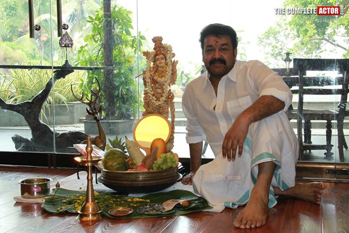 Mohanlal celebrating Vishu 2014 Mohanlal celebrating Vishu 2014