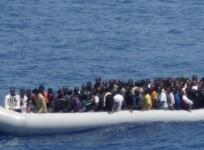 A file image of migrants sitting on a boat during a rescue operation by the Italian navy some 60km off the coast of Libya earlier this month. Photograph: Marina Militare/Handout via Reuters