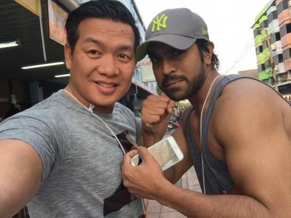 Ram Charan with Jaika stunt team Ram Charan's Martial Arts training
