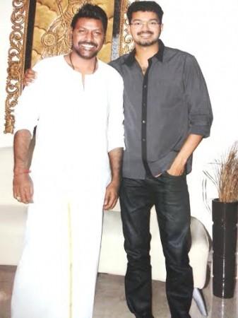 Raghava Lawrence with Vijay. Raghava Lawrence with Vijay
