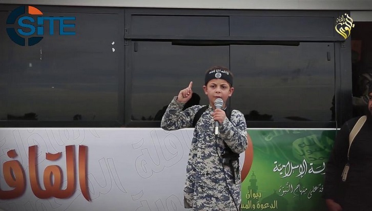 Children become preachers in an ISIS camp. ISIS video