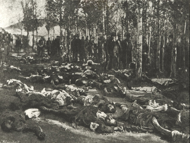 Corpses of massacred Armenians in Erzurum in 1895 Corpses of massacred Armenians in Erzurum in 1895