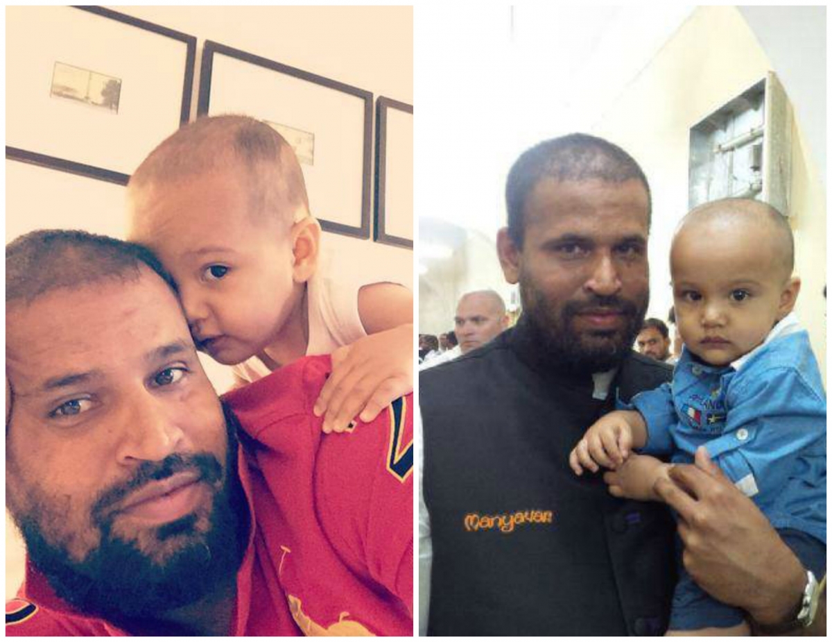 Yusuf Pathan with his son Yusuf Pathan with his son