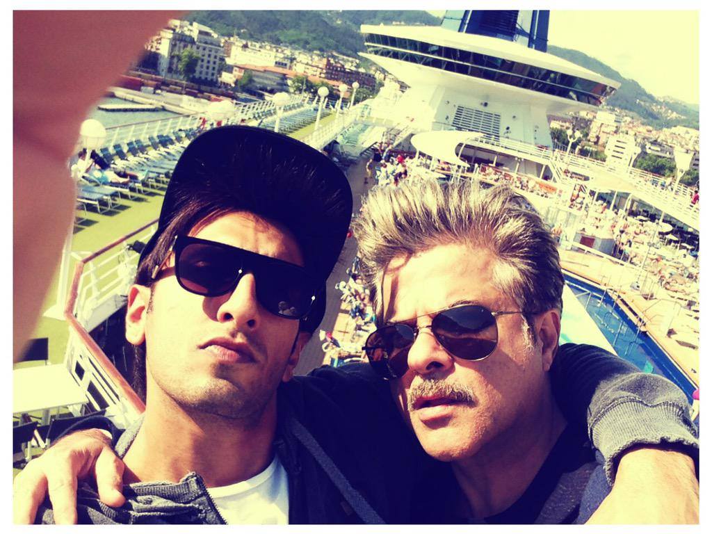 Ranveer Singh and Anil Kapoor during the shooting of 'Dil Dhadakne Do'