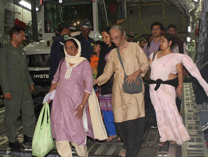 Indian brought back to India from quake-hit Nepal by the Indian Air Force. nepal earhtquake